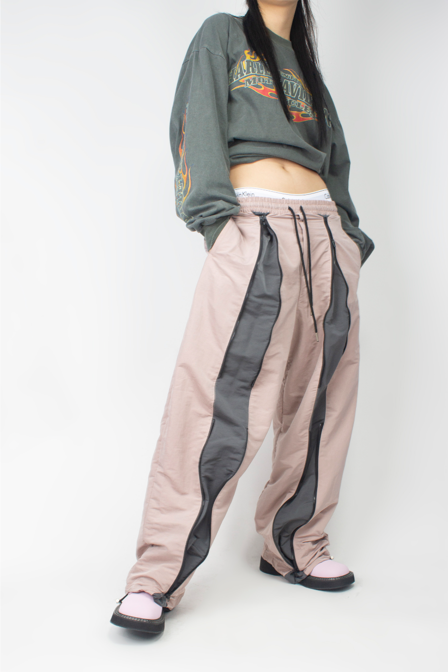 Nylon Zipper Pants (2 color, unisex)