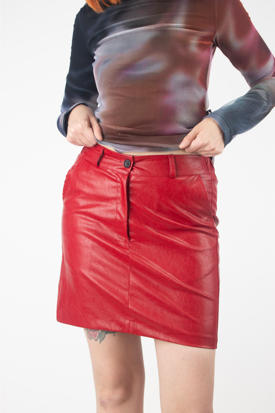 Leather Middle Skirt (2 color)