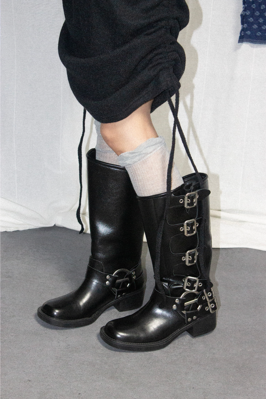 buckle long boots (2 coolor)