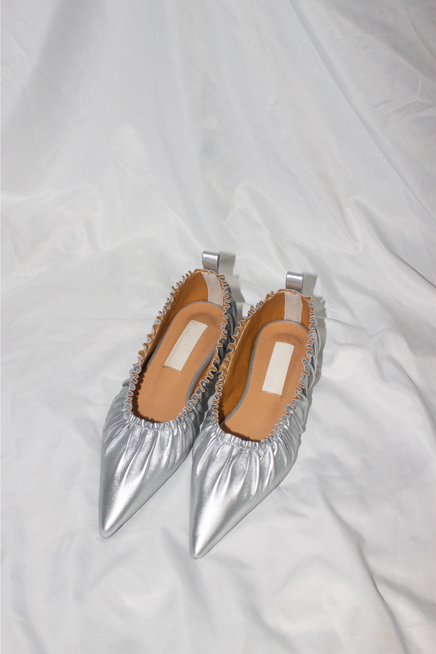 shirring stiletto flat shoes (3color)