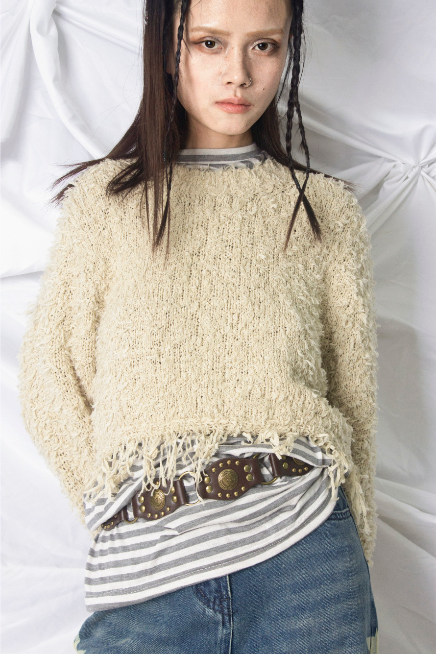 P.P fringe crop knit (4 color)
