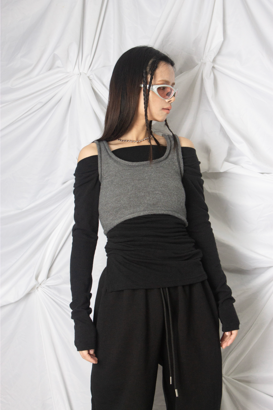 crop knit sleeveless (2 color)
