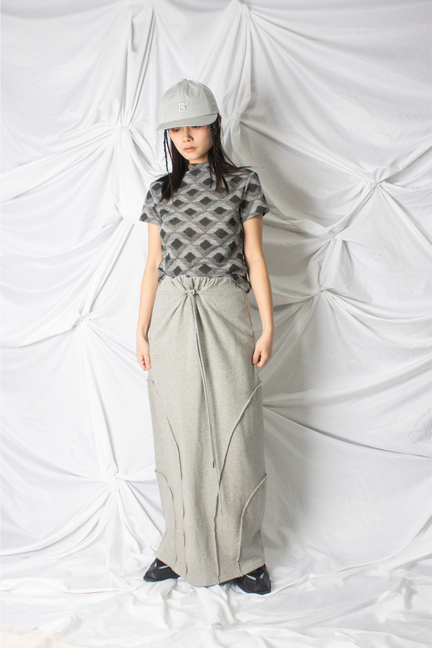 shape cotton long skirt (3 color)